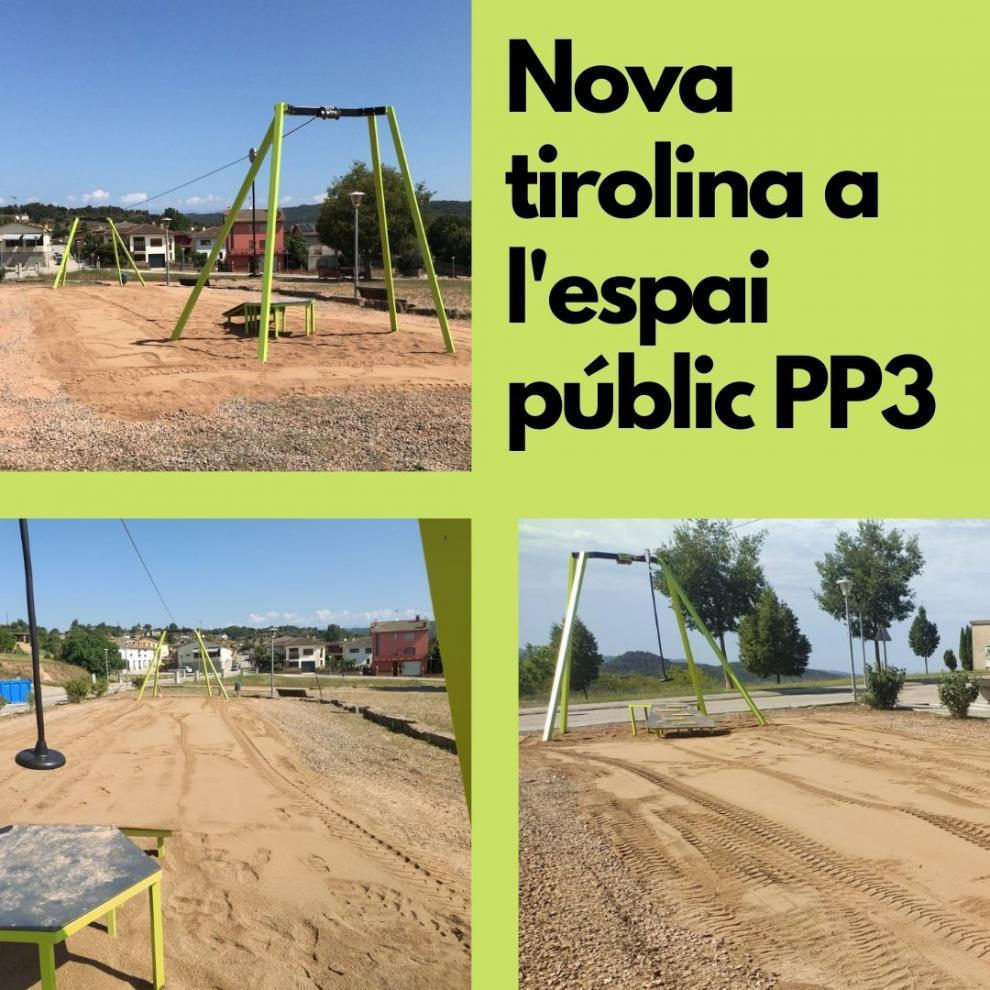 Nova tirolina a l'espai públic PP3 d'Olost